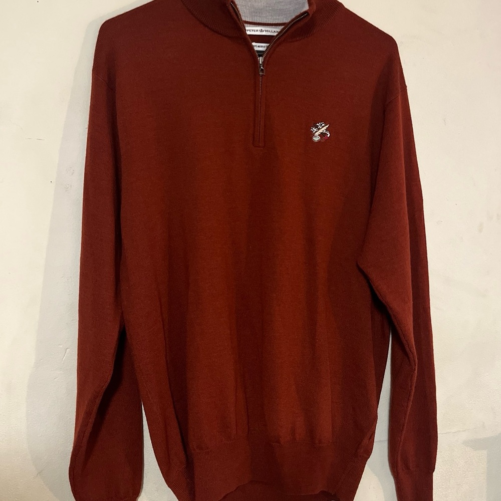 Men's Peter Millar Rust Sweater with Embroidered Logo Merino Wool